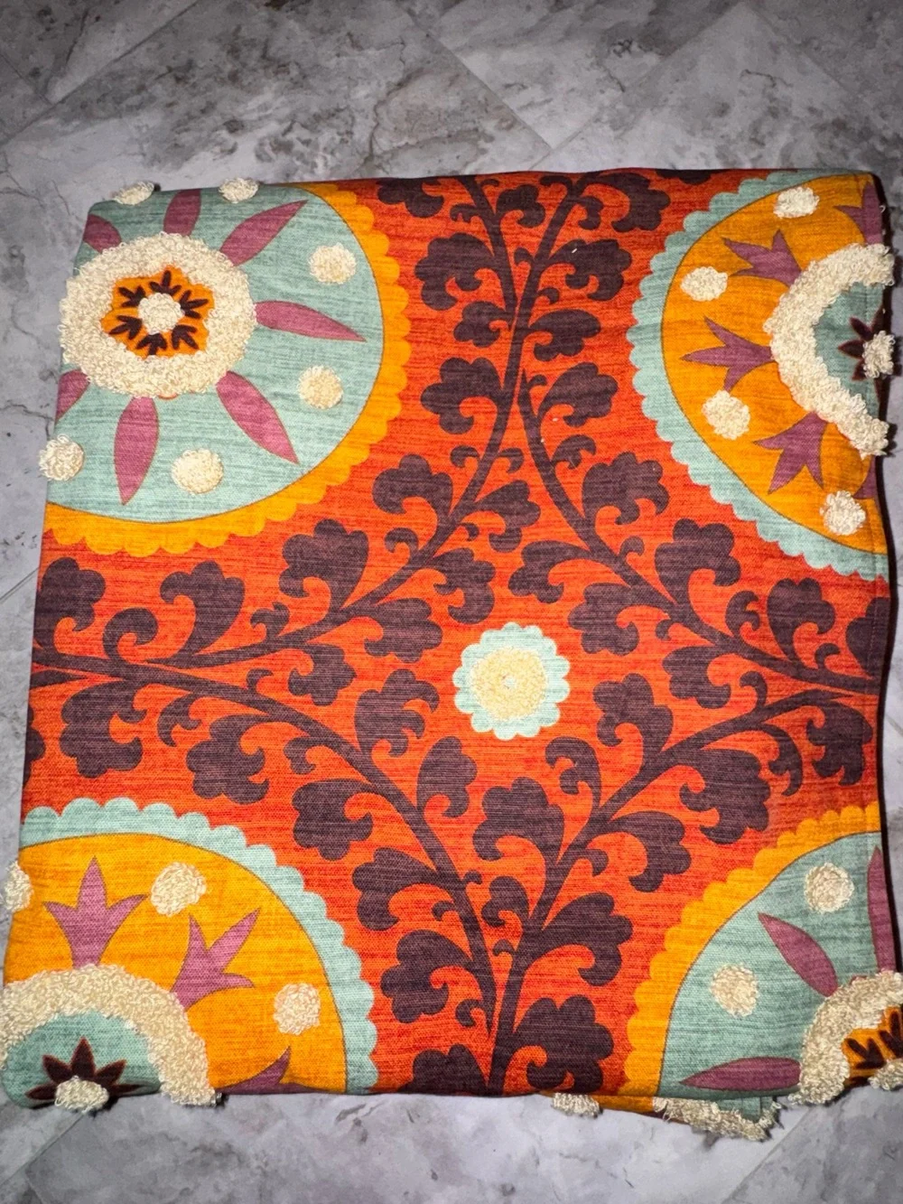 Vibrant Orange Floral Medallion Comfort Set